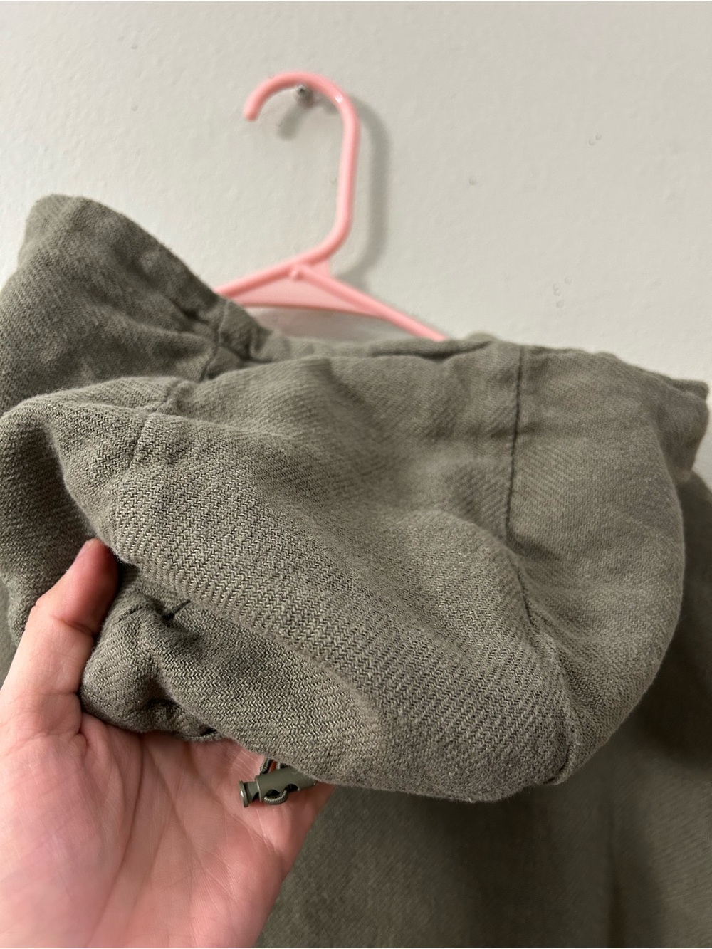 Zara Hooded Full Zip Olive Green Jacket Mens XL Cropped Long Sleeve Pockets - Picture 12 of 12